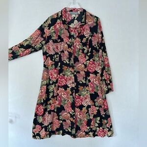 Carol Andersson Floral Rayon Dres w Velvet Trim 14w
